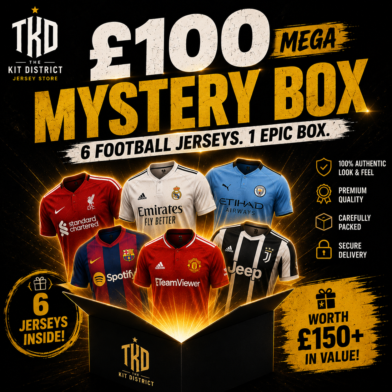£100 Mega Mystery Jersey Box – 6 Football Jerseys | The Kit District